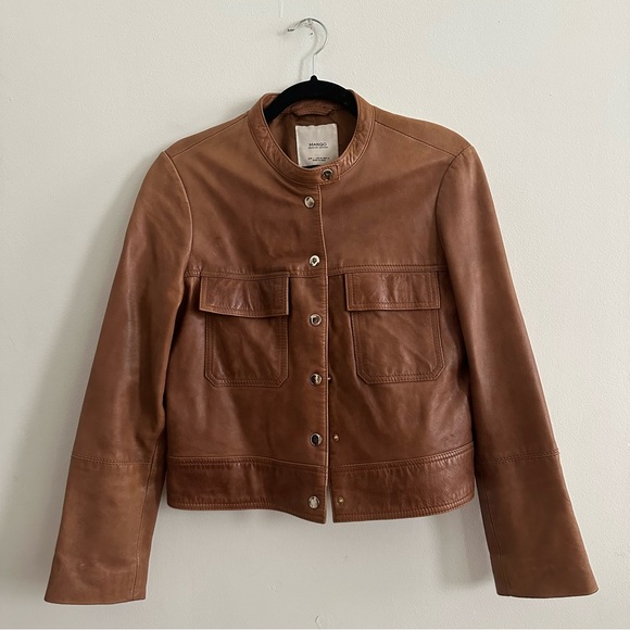 Mango Brown Leather Jacket - Picture 9 of 9
